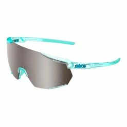 Lunettes Vélo 100% Racetrap 3.0 Polished Translucent Mint Hiper Silver Mirror Lens Turquoise Turquoise