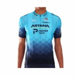 Maillot Vélo Manches Courtes Giordana Vero Pro Team Astana Replica 2021 M Bleu Clair M Bleu Clair